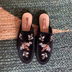 INC Velvet Rhinestone Bumble Bee & Dragonfly Mules